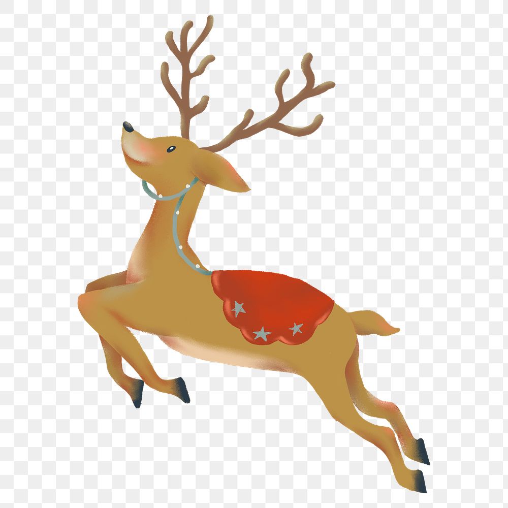 Reindeer sticker png, Christmas hand drawn, cute winter holidays illustration