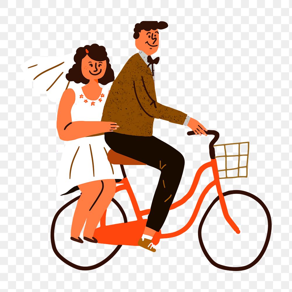 Newly wed couple png sticker, Valentine&rsquo;s cartoon on transparent background