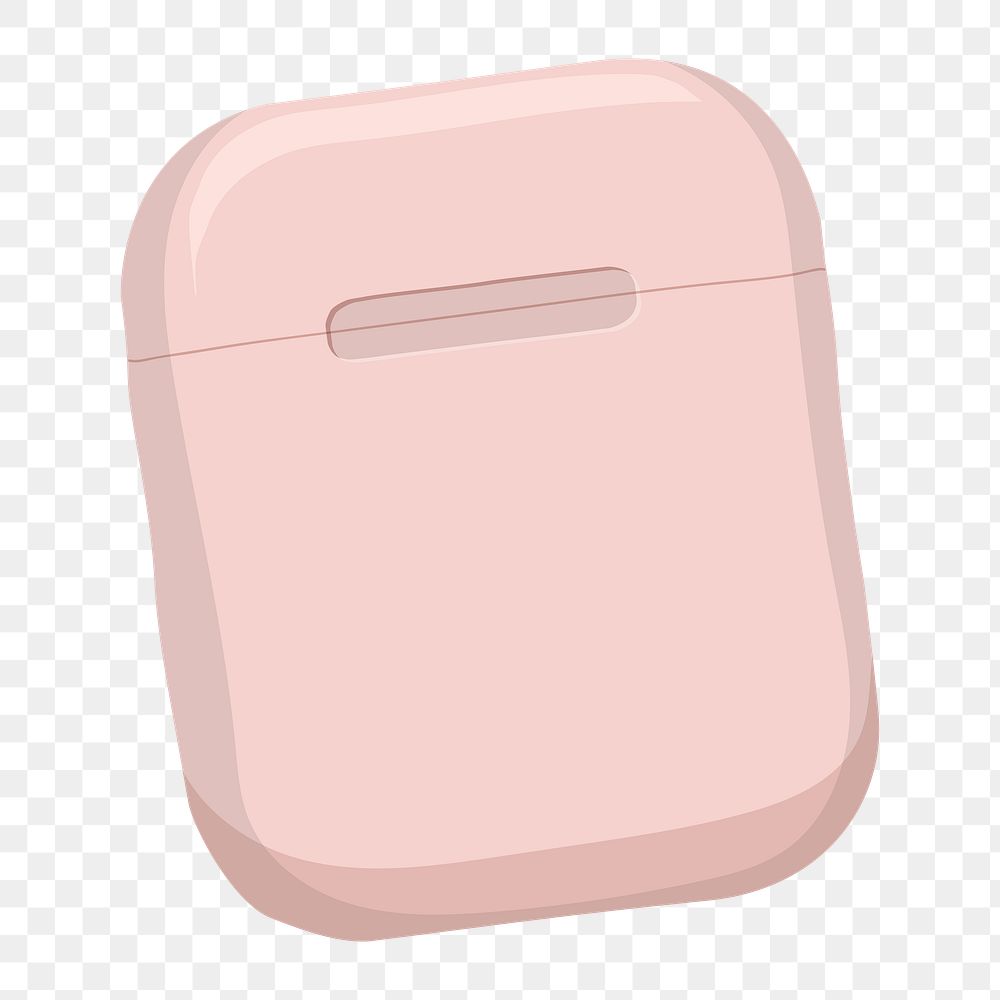 Airpods png earphones clipart, pink wireless digital device illustration