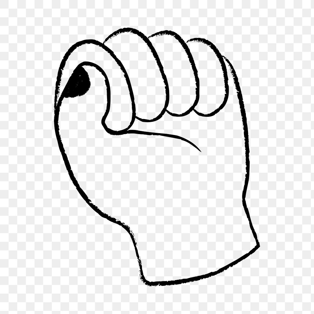 Hand gesture png, fist sticker, cute doodle design
