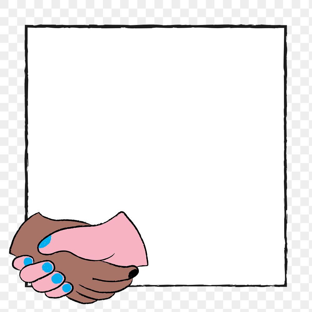 Handshake doodle png frame background, doodle with diversity theme