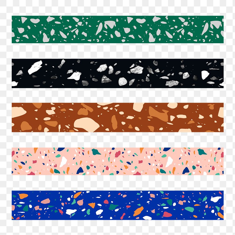 terrazzo washi tape png marble pattern collage sticker element for scrapbook and digital journal