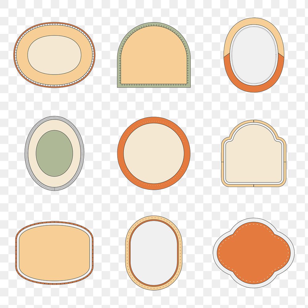 Frame png stickers, classic shape, retro style badges set