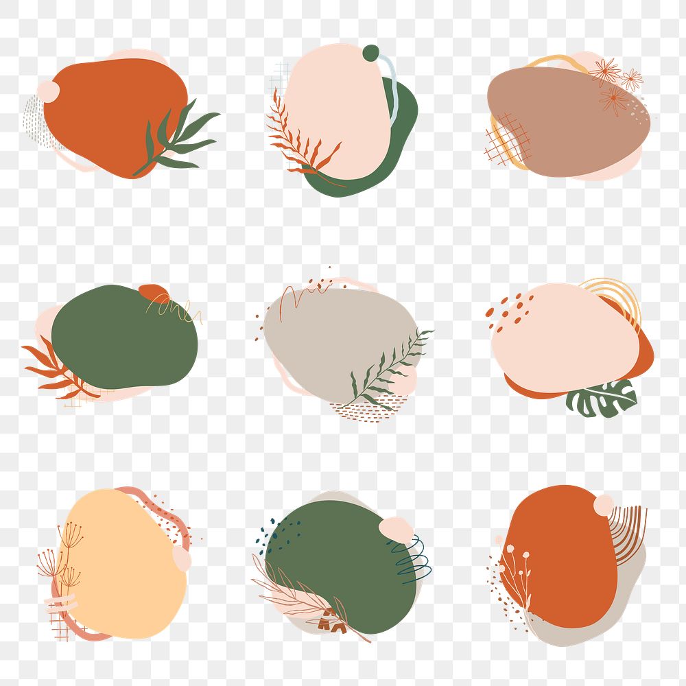 Memphis shape png sticker, clipart design set, transparent background