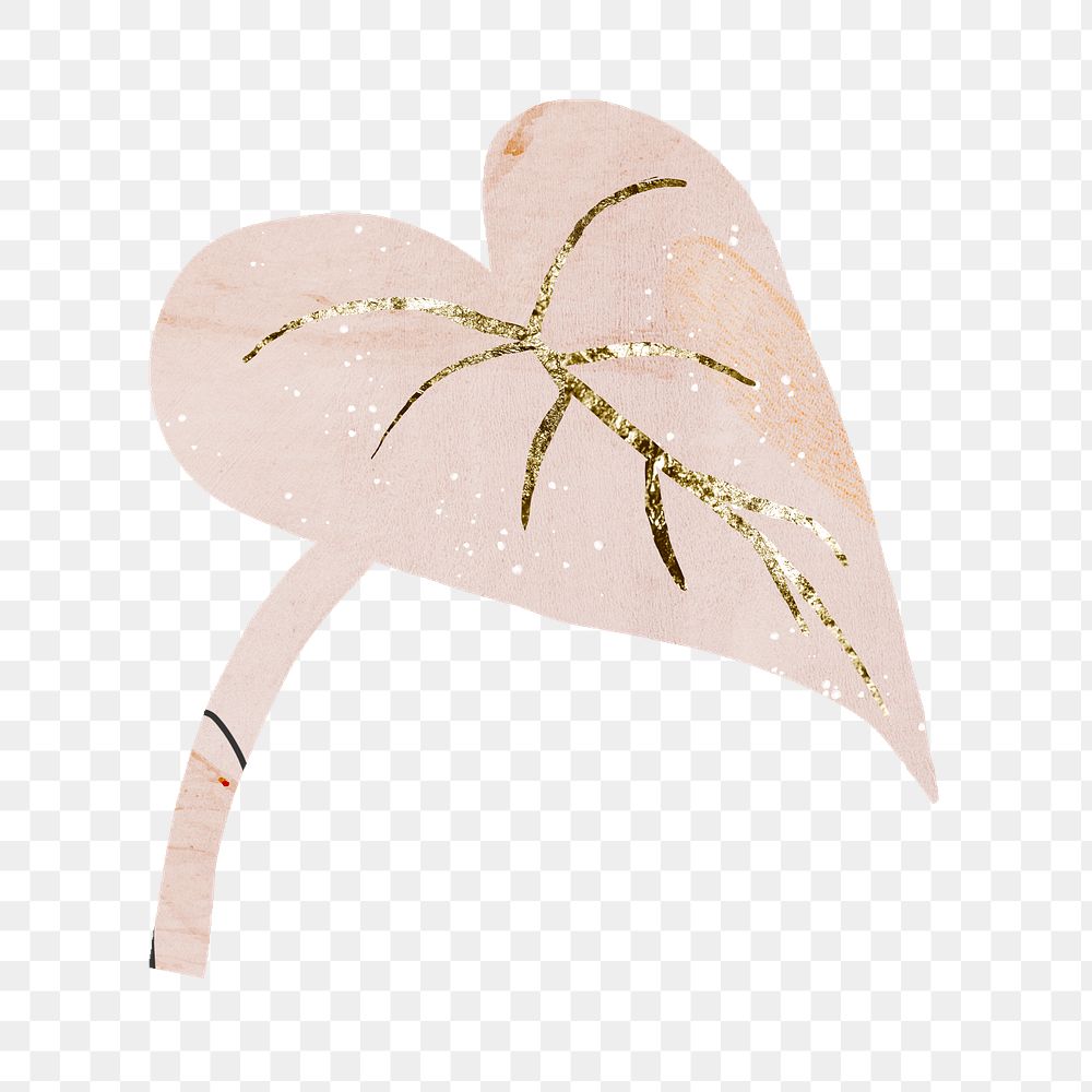 Pink leaf png sticker, nature collage element in abstract design on transparent background