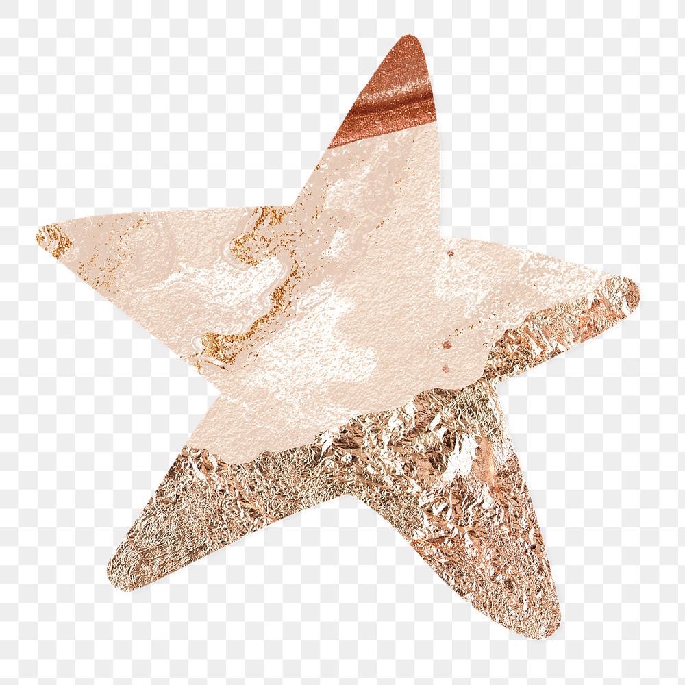 Rose gold star png clipart, aesthetic shape on transparent background