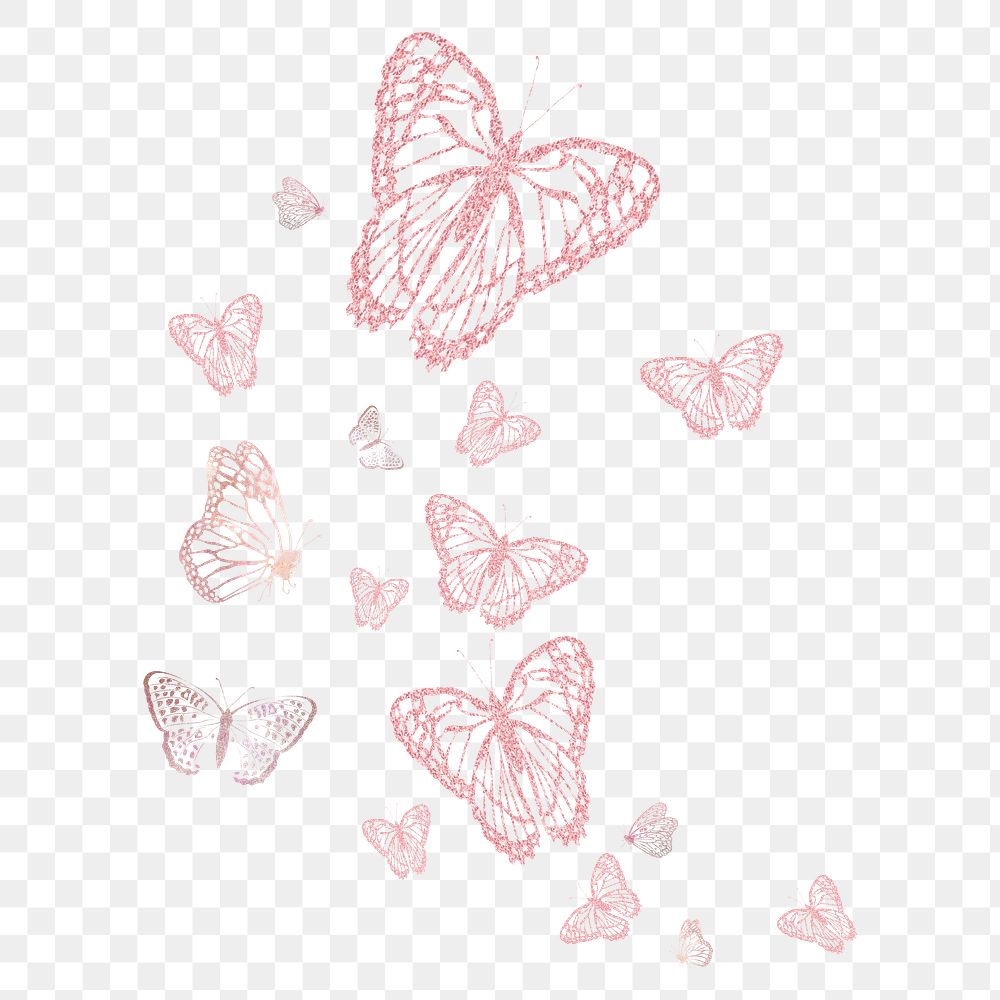 Glitter butterfly png border, transparent background