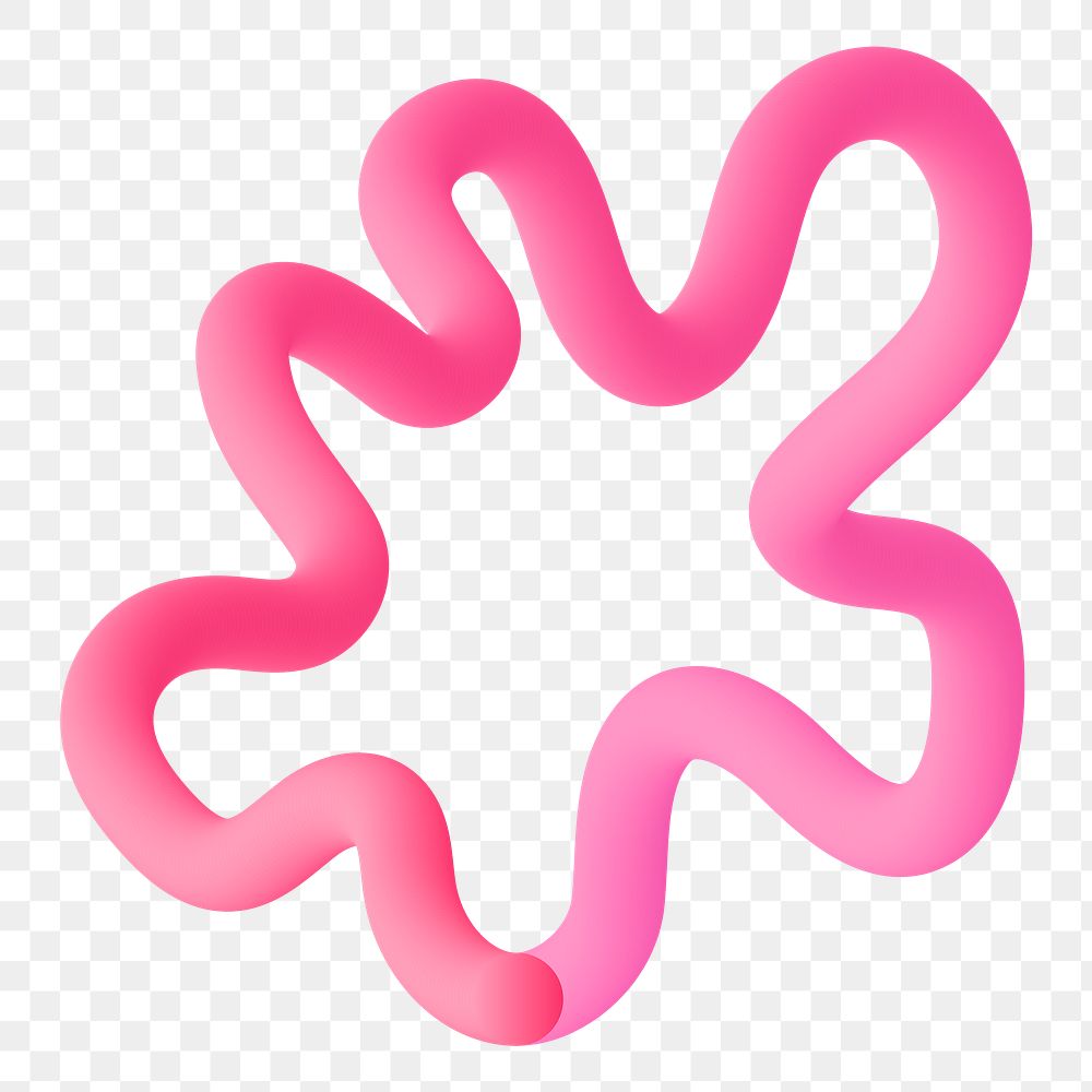 3D shape frame png sticker, squiggle collage element