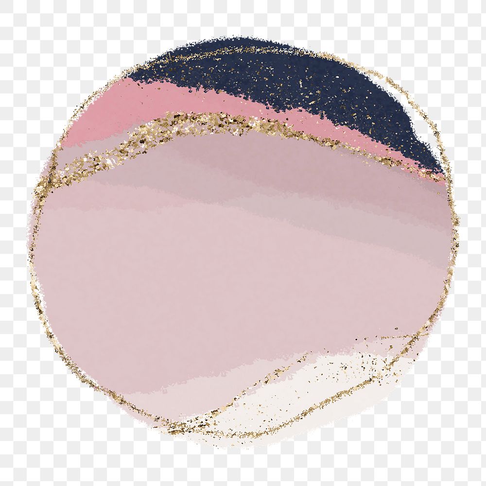 Circle textured png shape cut out, pink glitter on transparent background