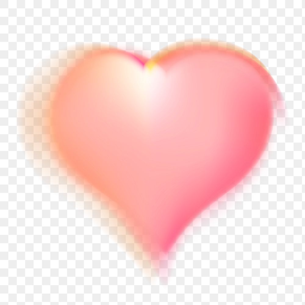 Pink gradient heart png sticker, transparent background