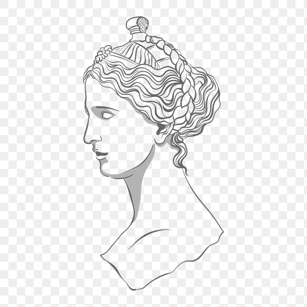 Greek Goddess png sticker, Demeter line art drawing