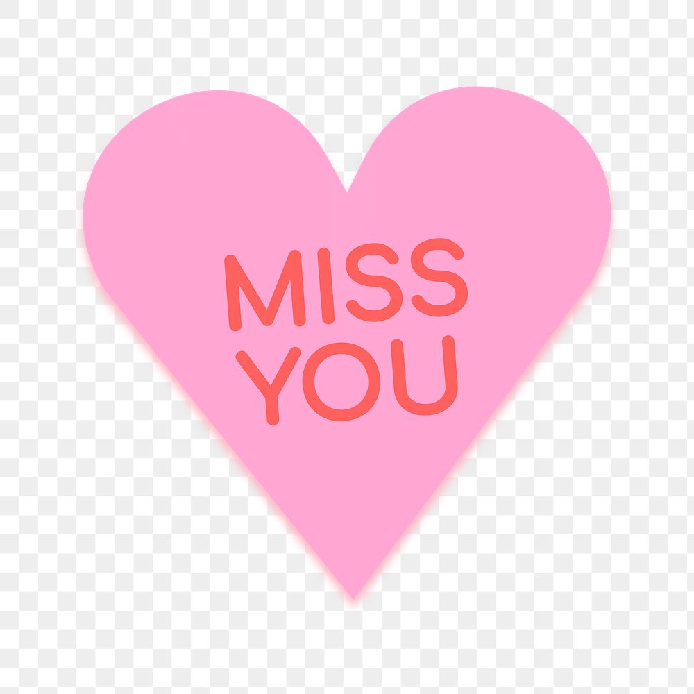 Heart shape stickers png transparent, miss you text
