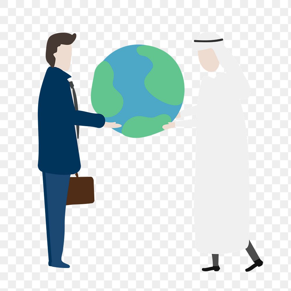 Global business deal png clipart, people handshaking illustration  