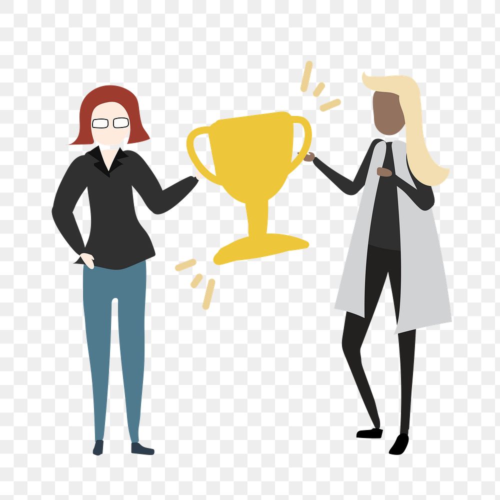 Business competition png, trophy clipart, cartoon illustration