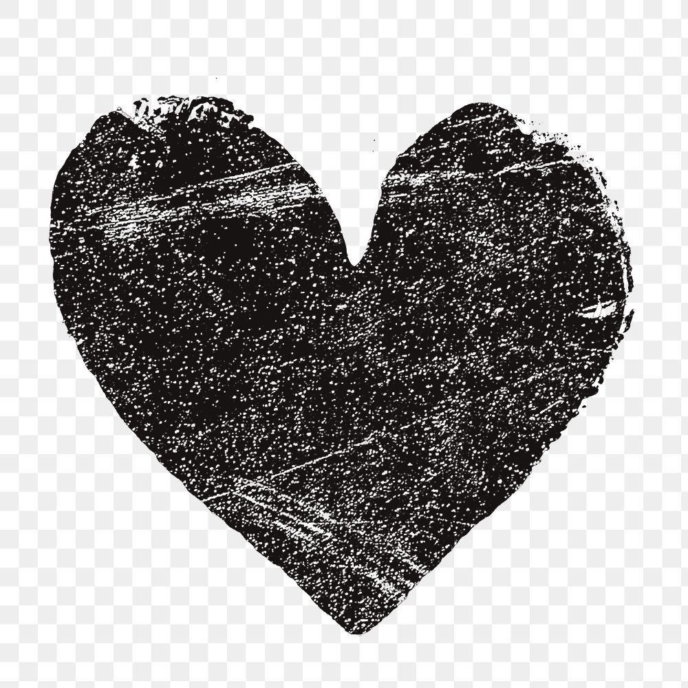 Chalk heart png sticker, black design on transparent background
