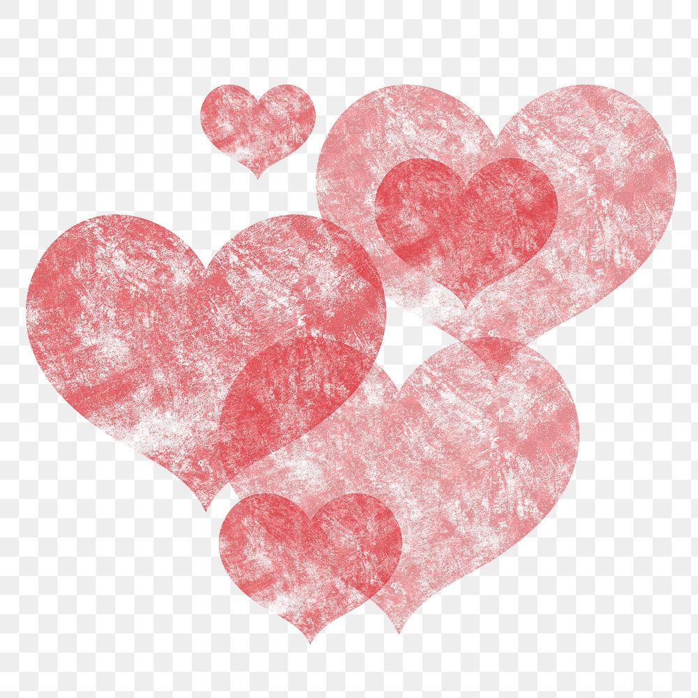 Red hearts png sticker, transparent background