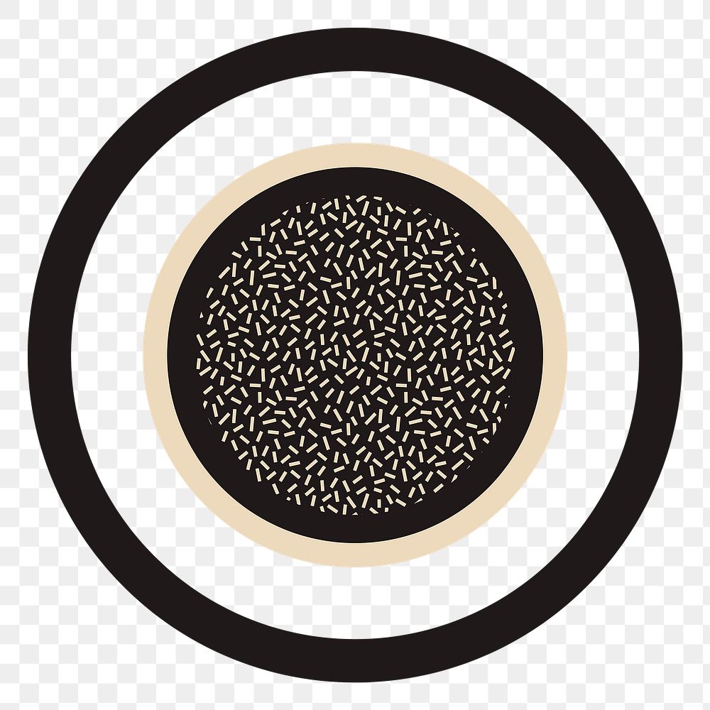 Png black Memphis sticker, simple circle design, transparent background