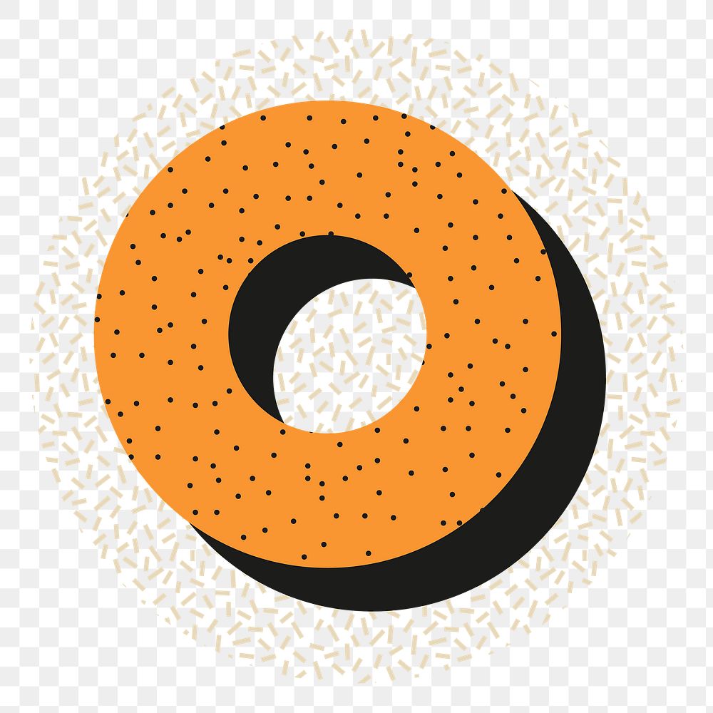 Png orange Memphis sticker, simple circle design, transparent background