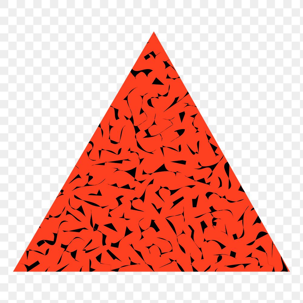 Png red Memphis sticker, simple triangle design, transparent background