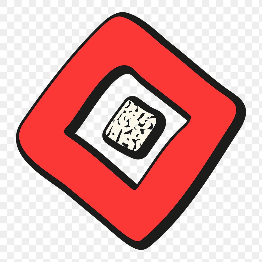 Simple red doodle png sticker, Memphis design, transparent background