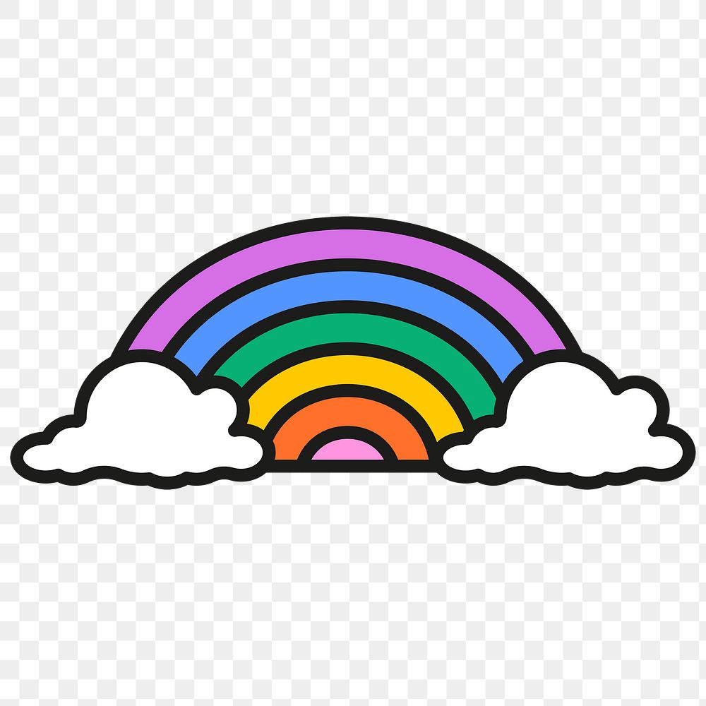Cute rainbow png sticker, funky design, transparent background