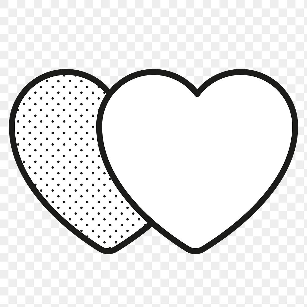 Heart shape png sticker doodle, transparent background