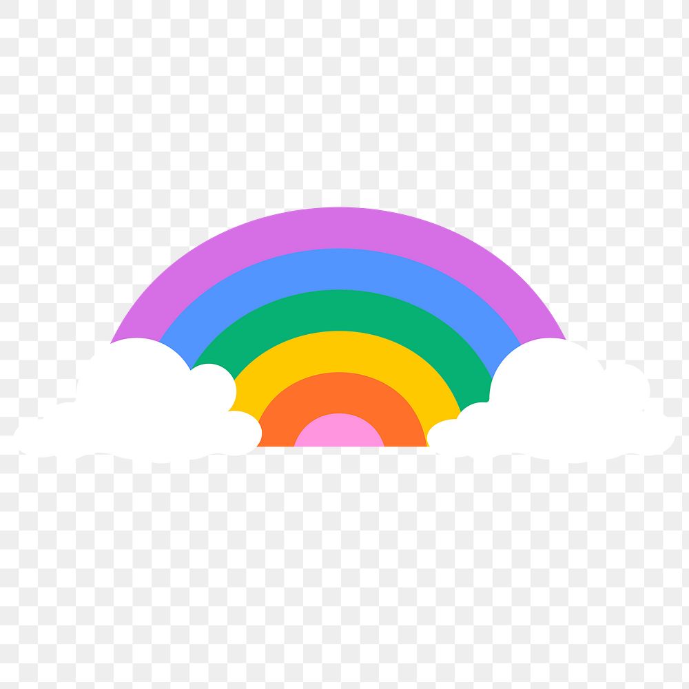 Rainbow png sticker, funky design, transparent background