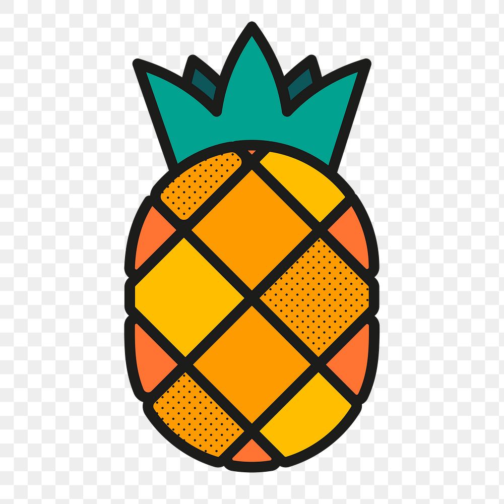 Pineapple png sticker, funky summer design, transparent background