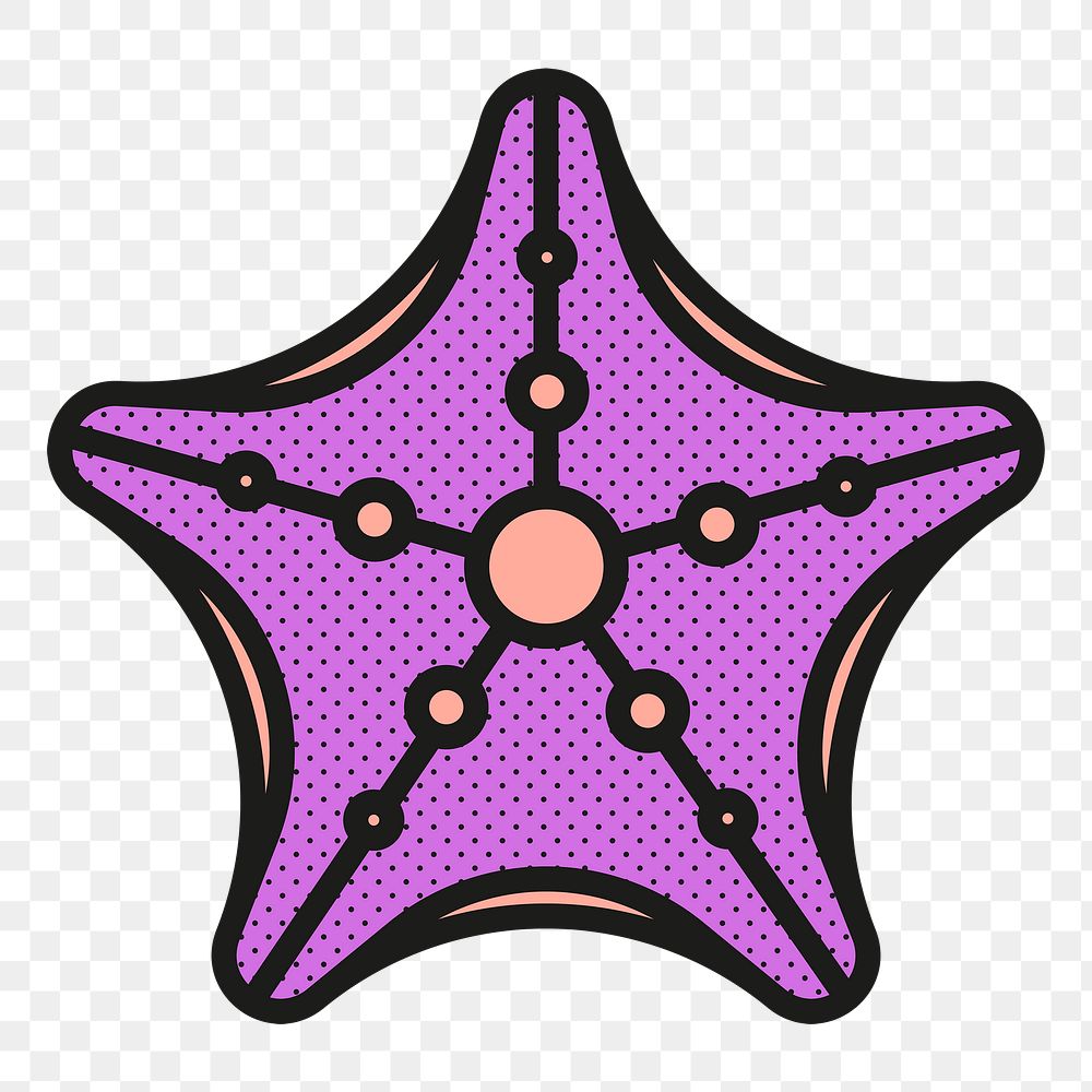 Starfish png sticker, funky summer design, transparent background