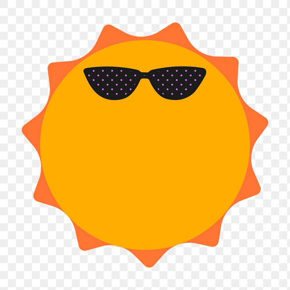 Funky sun png sticker, summer design, transparent background