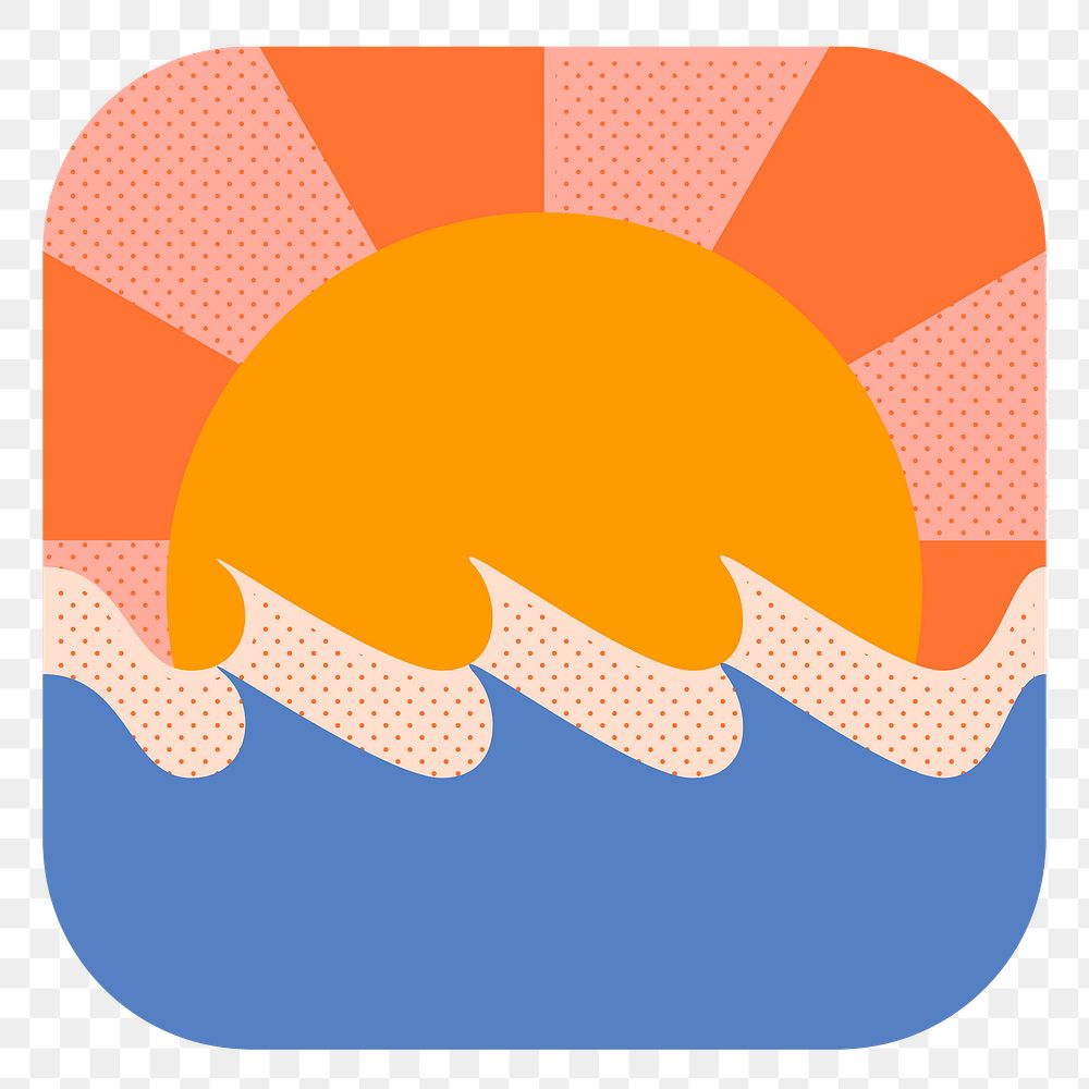 Sunrise png sticker, funky summer design, transparent background