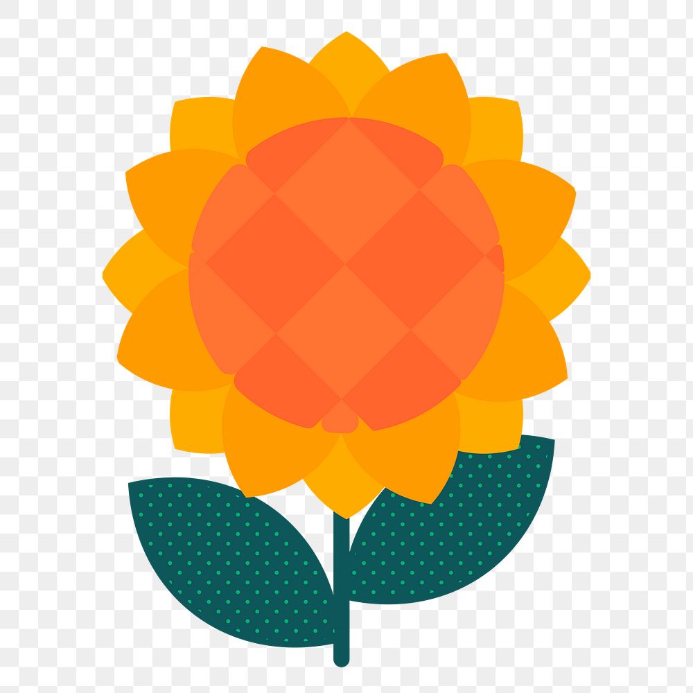 Sunflower png sticker, funky summer design, transparent background