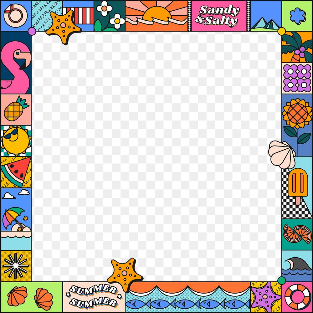 Kidcore frame png, funky cartoon border, transparent background 