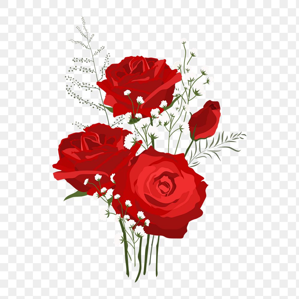 Rose bouquet png sticker, red flower, Valentine's celebration