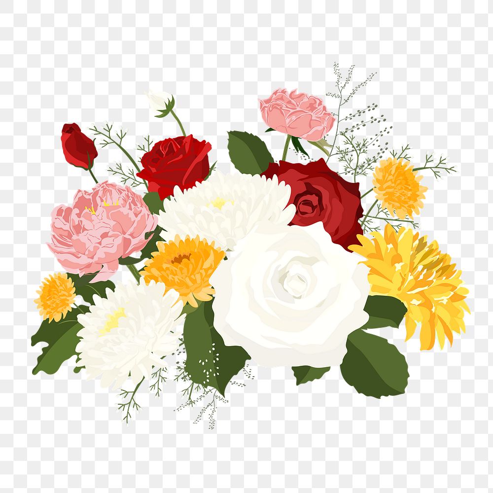 Wedding flowers png clipart, table centerpiece illustration on transparent background