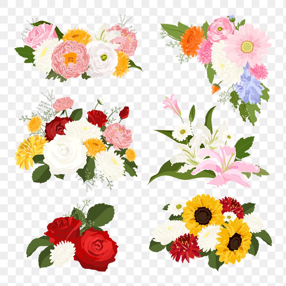 Flower centerpiece png clipart, wedding decoration set on transparent background