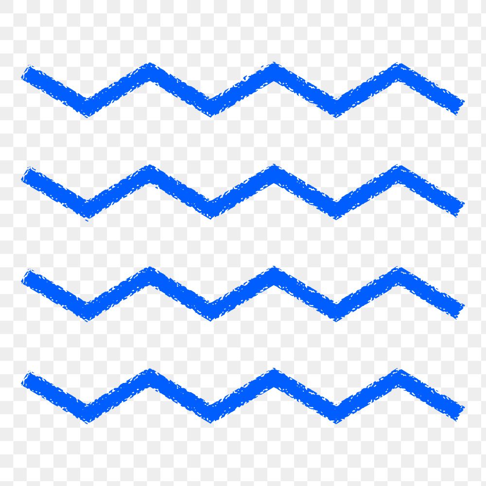 Zig-zag line png sticker, blue abstract retro design