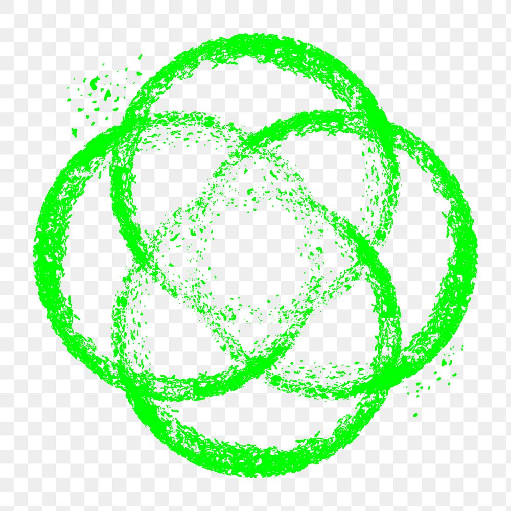Cyberpunk circles png sticker, green overlapping shape