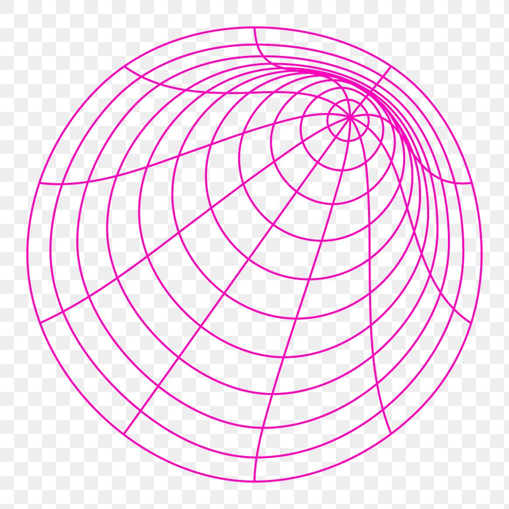 Wireframe shape png sticker, pink grid pattern, retro futurism design