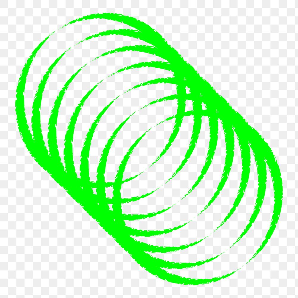 Overlapping circles png sticker, green geometric shape in cyberpunk design