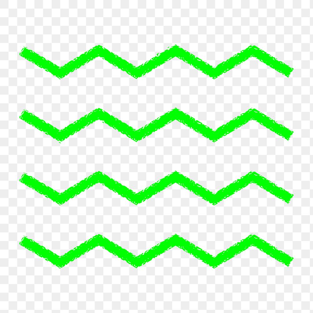 Zig-zag line png sticker, green abstract retro design