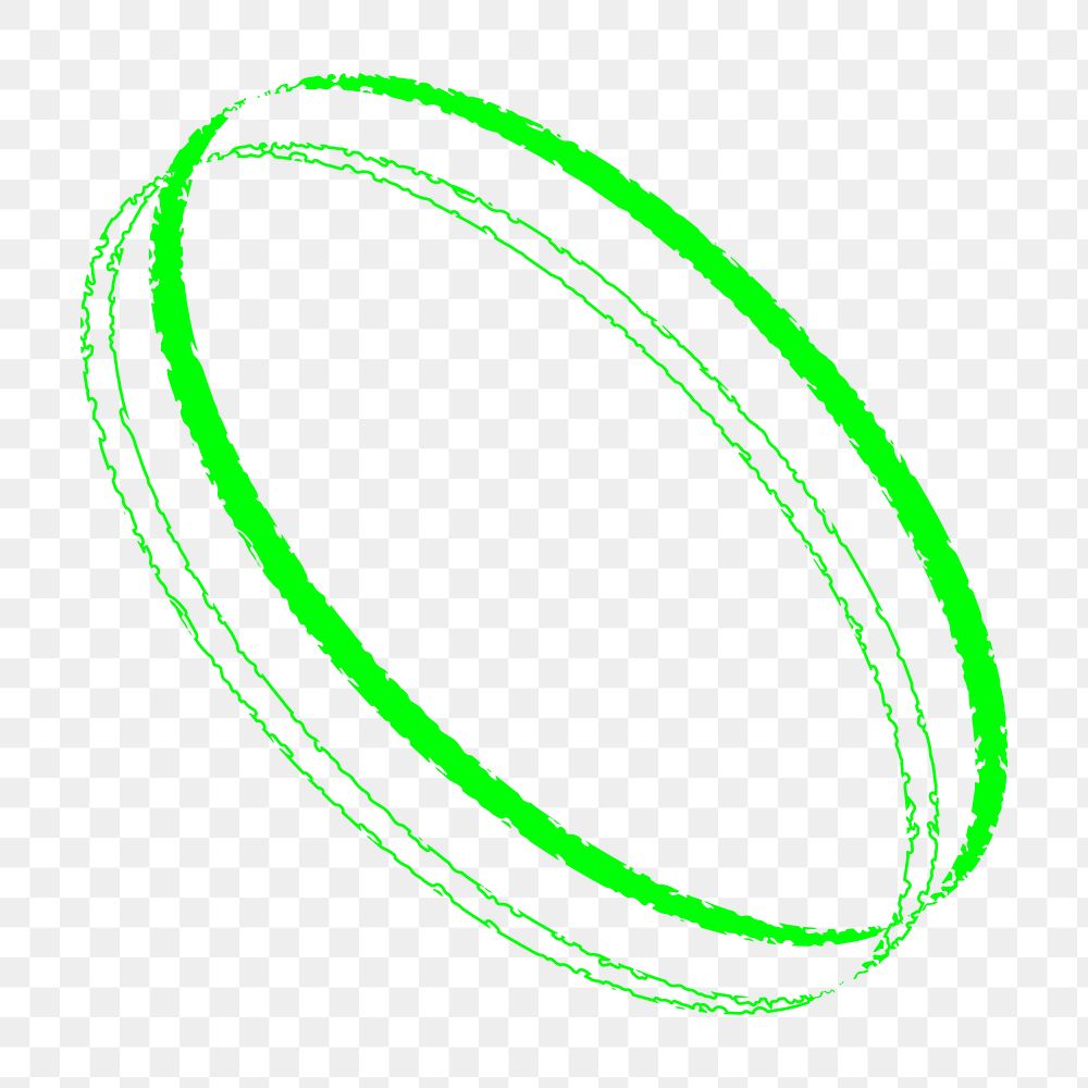 Overlapping circle png sticker, neon green shape on transparent background