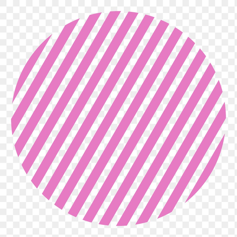 Striped circle png sticker, geometric shape with pattern on transparent background