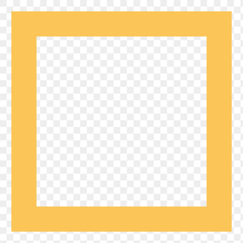 Square png frame sticker, yellow shape on transparent background