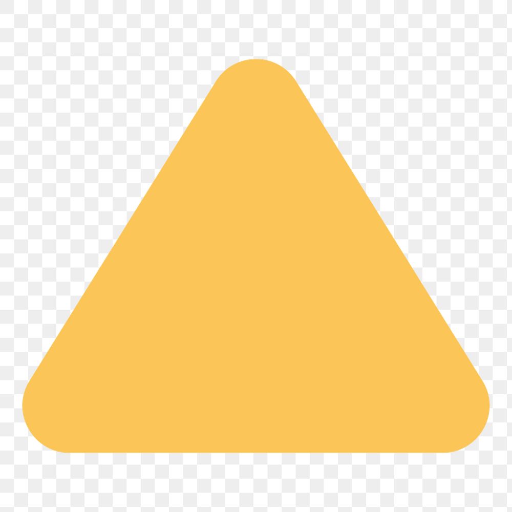 Yellow triangle png sticker, flat geometric shape on transparent background