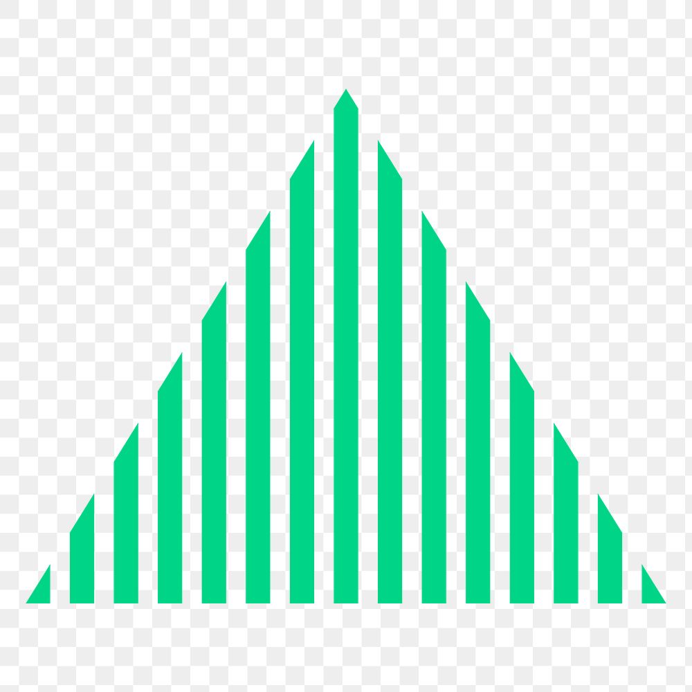 Striped triangle png sticker, green abstract shape on transparent background