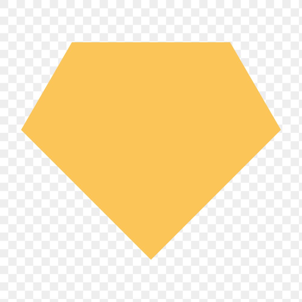 Diamond shape png sticker, yellow flat design on transparent background