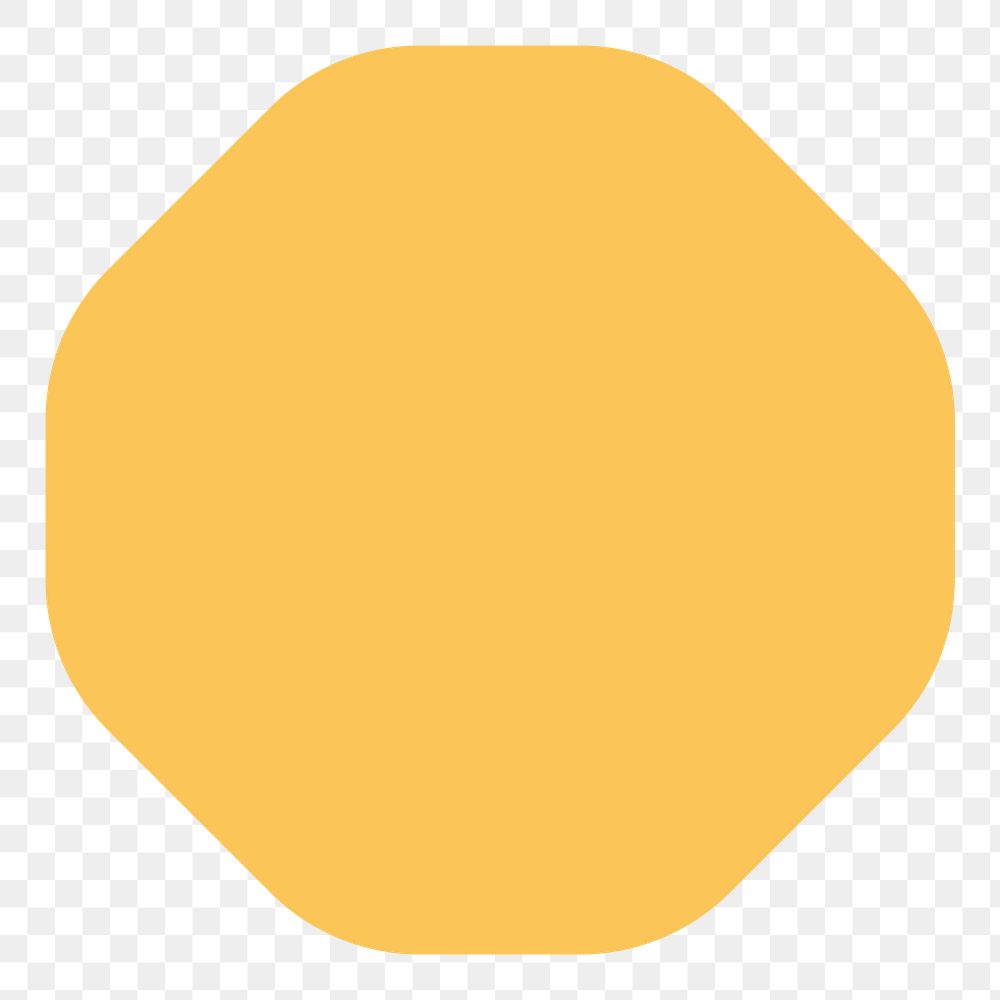 Octagon badge png sticker, yellow shape, flat geometric design