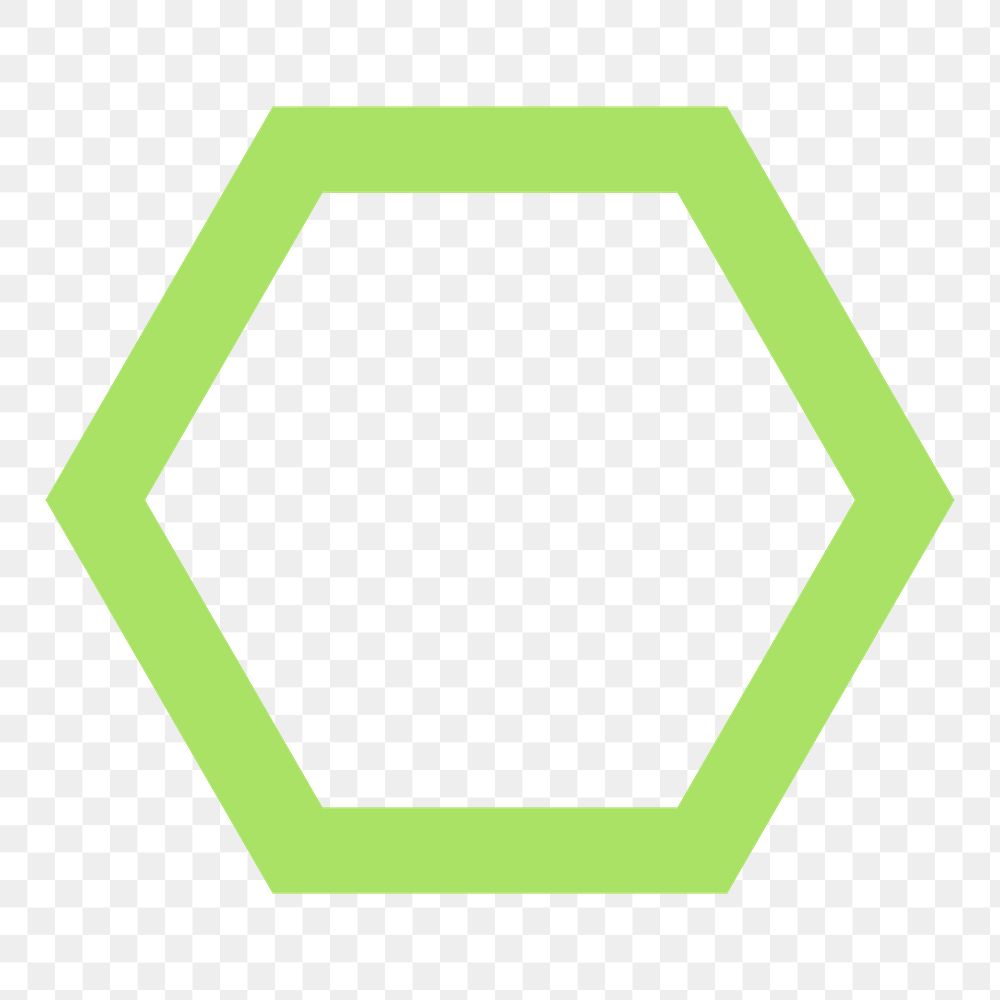 Green octagon png sticker, outline geometric design on transparent background