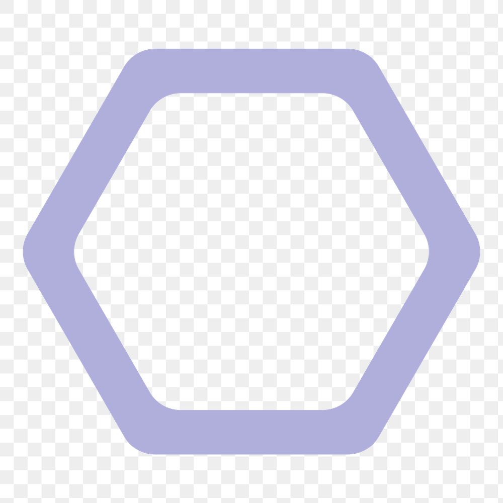 Purple octagon png sticker, outline geometric design on transparent background